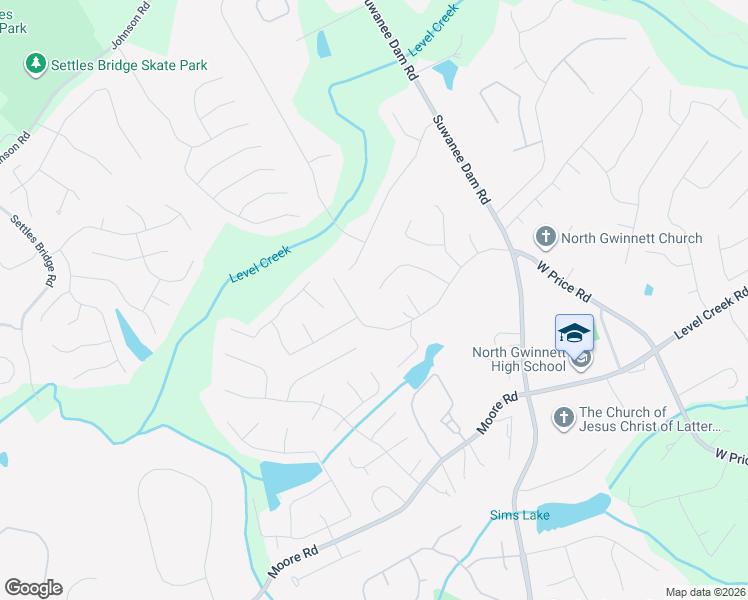 map of restaurants, bars, coffee shops, grocery stores, and more near 5197 Wellisford Court Northwest in Suwanee