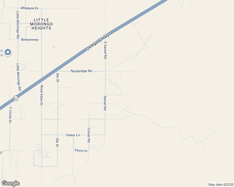 map of restaurants, bars, coffee shops, grocery stores, and more near 52978 Highview Trail in Morongo Valley