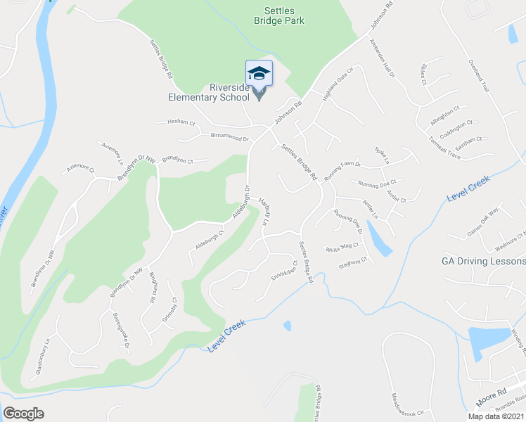 map of restaurants, bars, coffee shops, grocery stores, and more near 5400 Harbury Lane in Suwanee