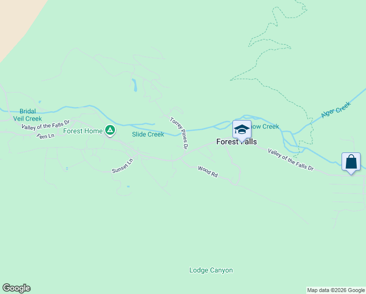 map of restaurants, bars, coffee shops, grocery stores, and more near 9112 Torrey Pines Drive in Forest Falls