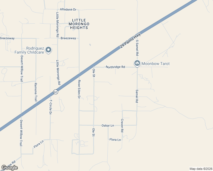 map of restaurants, bars, coffee shops, grocery stores, and more near Belden Avenue in Morongo Valley