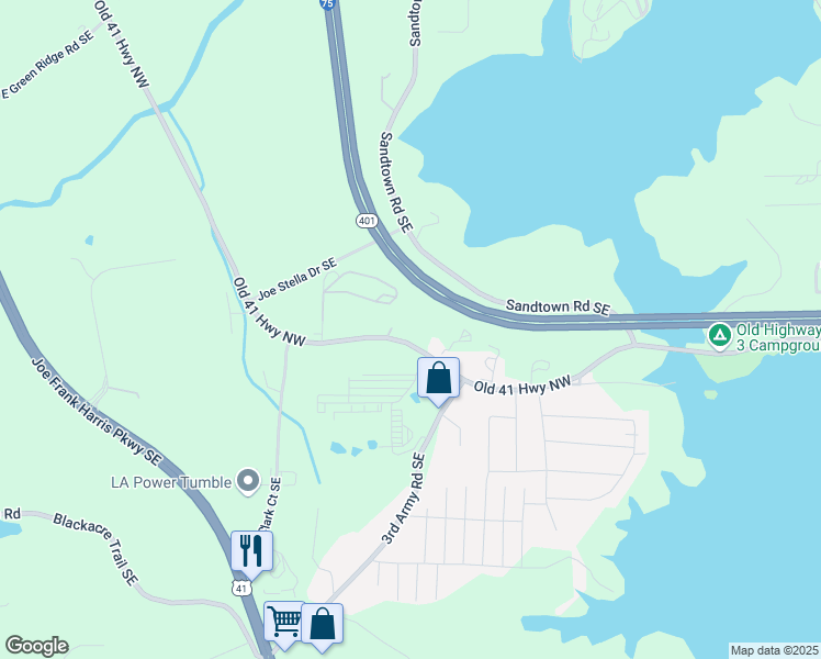 map of restaurants, bars, coffee shops, grocery stores, and more near 1117 Highway 293 Southeast in Cartersville