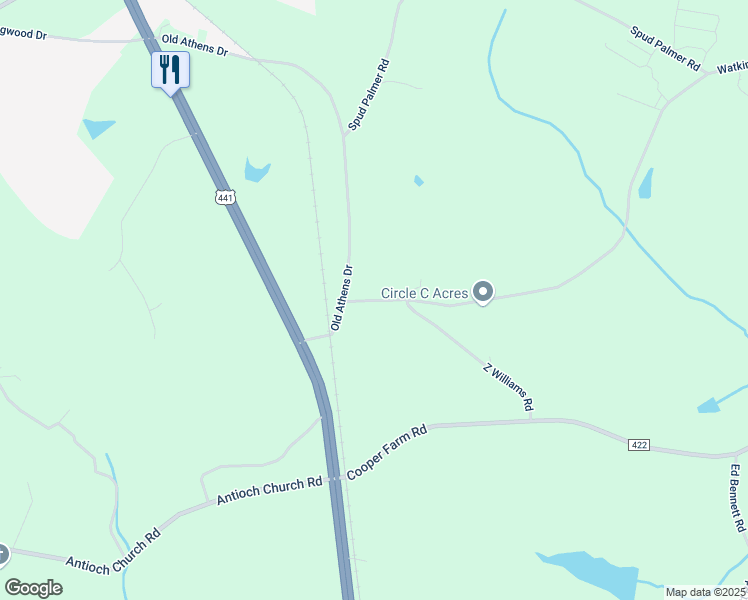 map of restaurants, bars, coffee shops, grocery stores, and more near 0 Watkins Farm Road in Nicholson