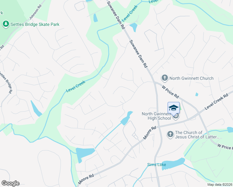 map of restaurants, bars, coffee shops, grocery stores, and more near 5197 Wellisford Court Northwest in Suwanee