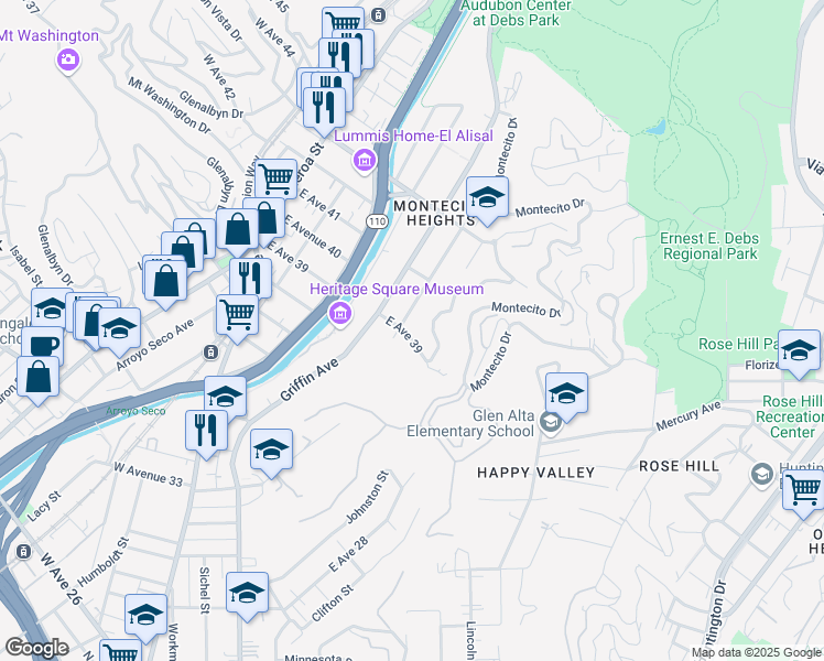 map of restaurants, bars, coffee shops, grocery stores, and more near 509 East Avenue 39 in Los Angeles