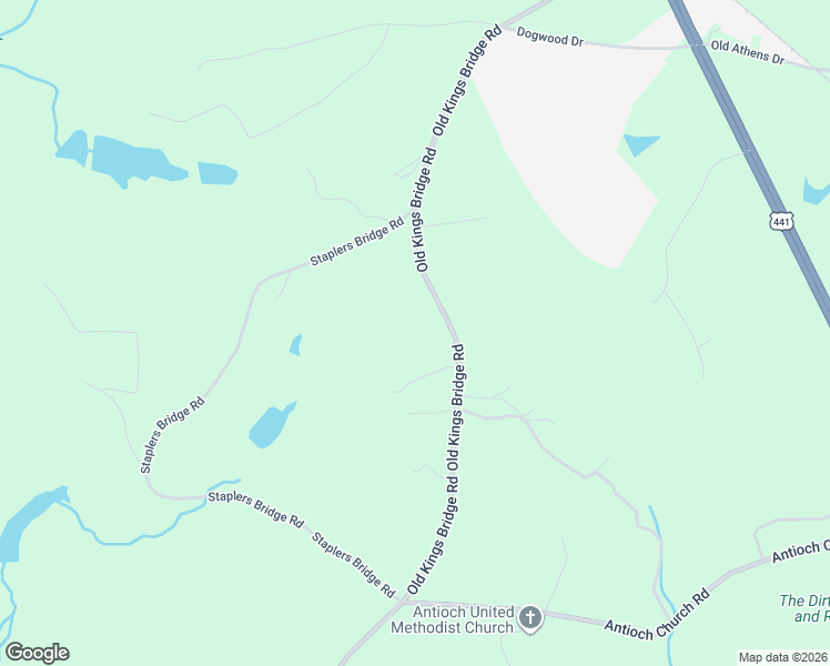 map of restaurants, bars, coffee shops, grocery stores, and more near 1148 Old Kings Bridge Road in Nicholson