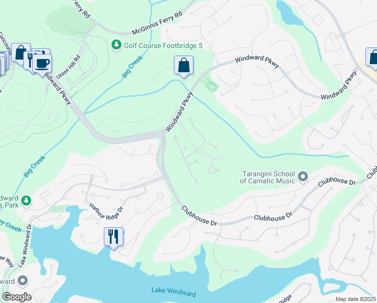 map of restaurants, bars, coffee shops, grocery stores, and more near 415 Prestwick Court in Alpharetta