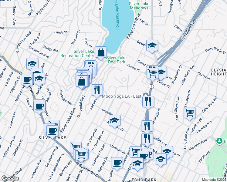 map of restaurants, bars, coffee shops, grocery stores, and more near 1721 McCollum Street in Los Angeles