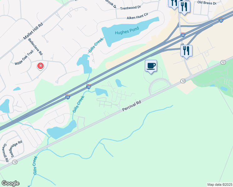 map of restaurants, bars, coffee shops, grocery stores, and more near 4021 Percival Road in Columbia