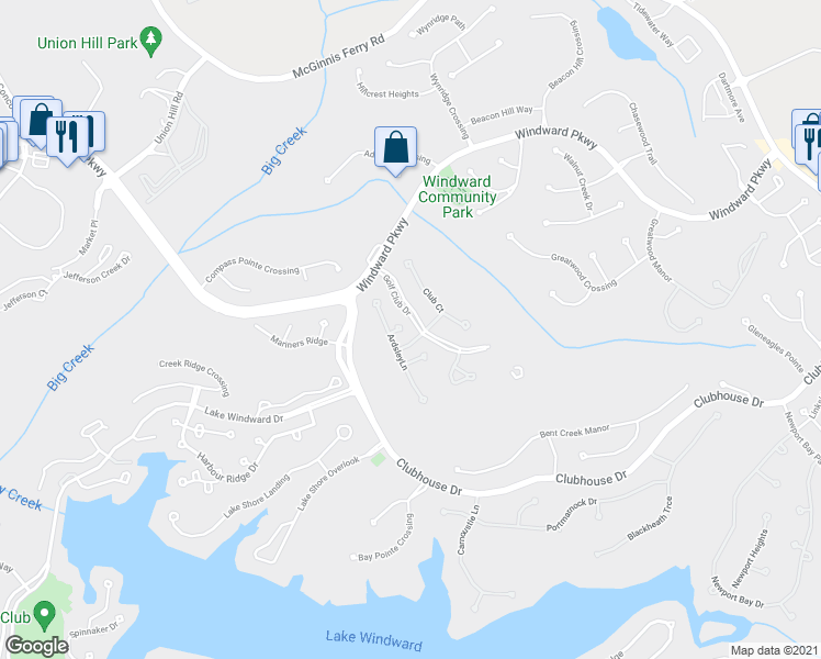 map of restaurants, bars, coffee shops, grocery stores, and more near 425 Prestwick Court in Alpharetta