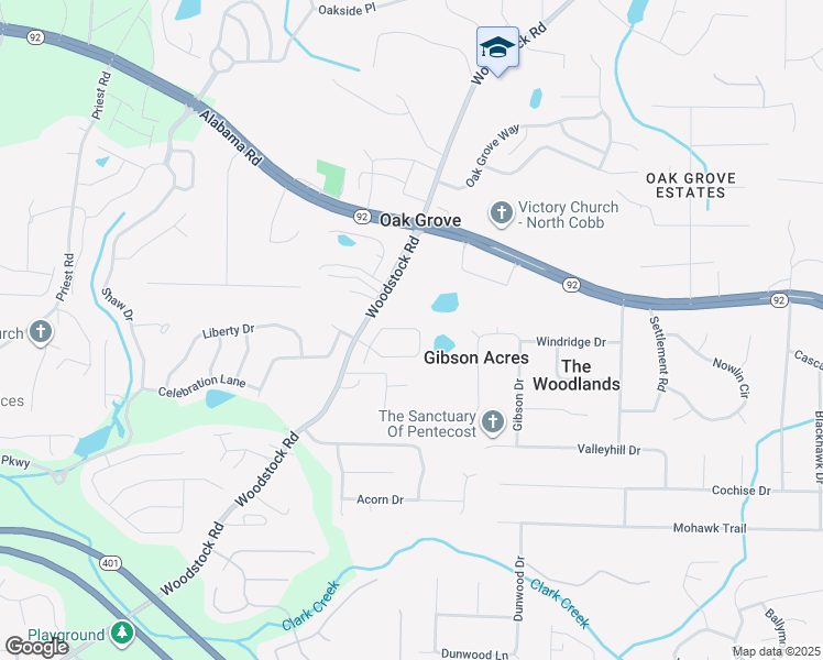 map of restaurants, bars, coffee shops, grocery stores, and more near 5754 Woodstock Road in Acworth