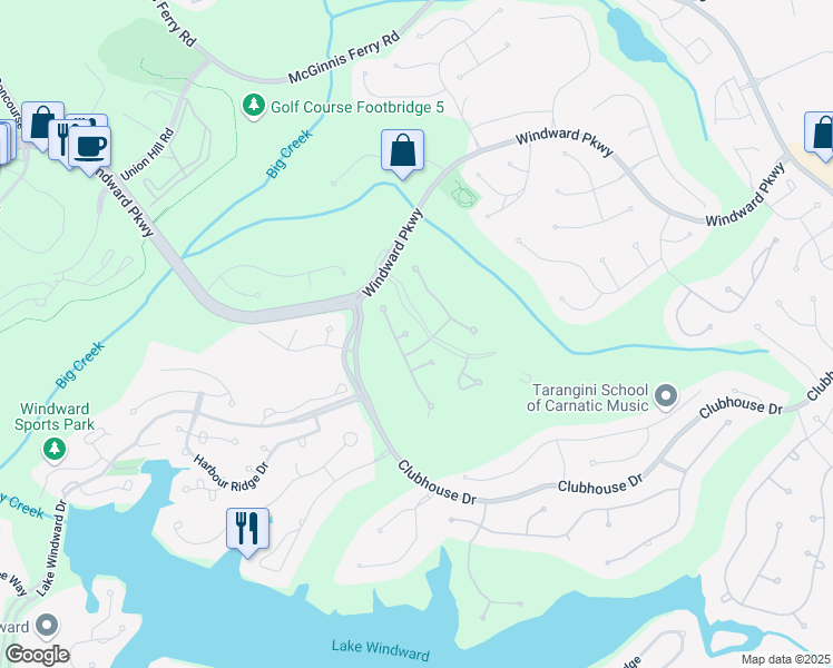map of restaurants, bars, coffee shops, grocery stores, and more near 425 Prestwick Court in Alpharetta