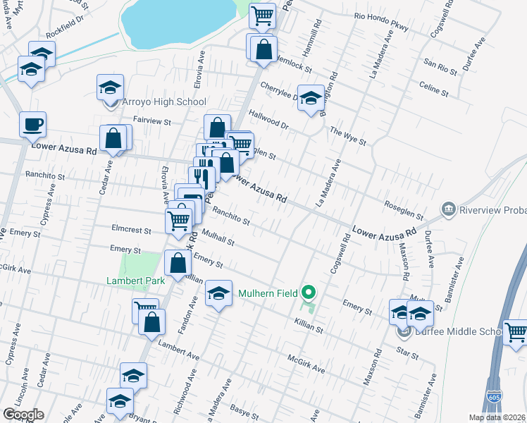 map of restaurants, bars, coffee shops, grocery stores, and more near 11723 Pickering Way in El Monte