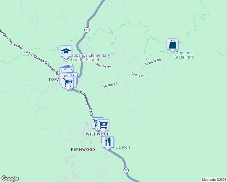 map of restaurants, bars, coffee shops, grocery stores, and more near 21227 Colina Drive in Los Angeles County