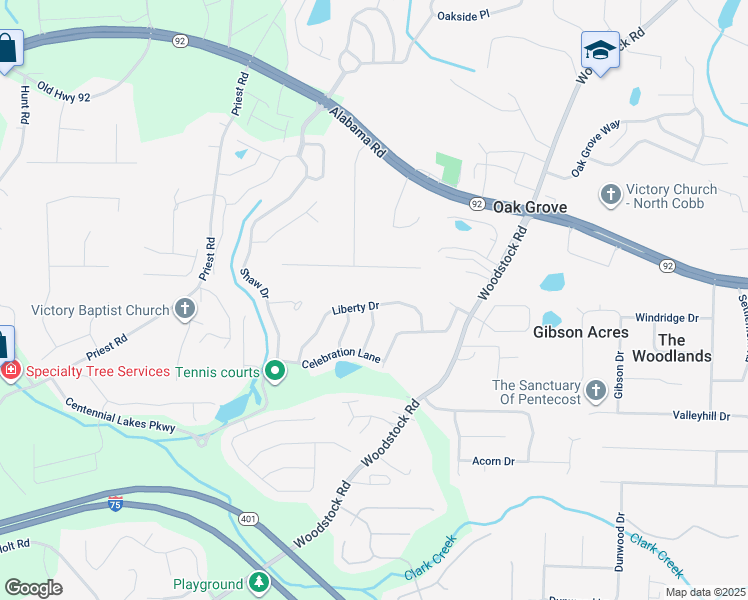 map of restaurants, bars, coffee shops, grocery stores, and more near 337 Liberty Drive in Acworth