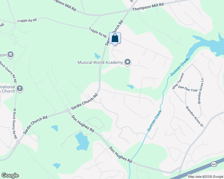 map of restaurants, bars, coffee shops, grocery stores, and more near 3340 Duncan Bridge Drive in Buford
