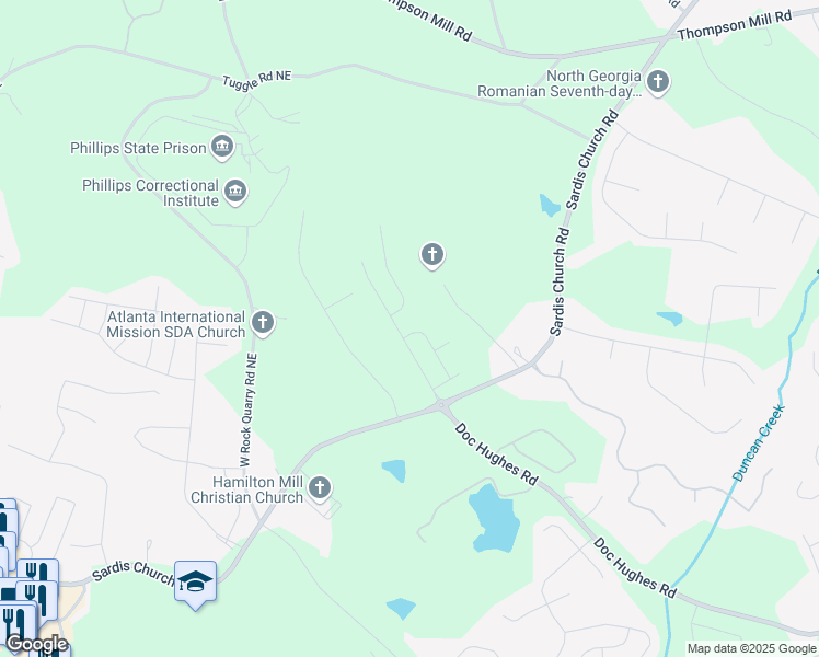 map of restaurants, bars, coffee shops, grocery stores, and more near 2725 Sedgeview Way Northeast in Buford