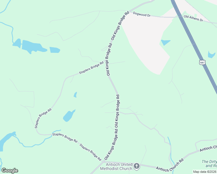 map of restaurants, bars, coffee shops, grocery stores, and more near 1148 Old Kings Bridge Road in Nicholson