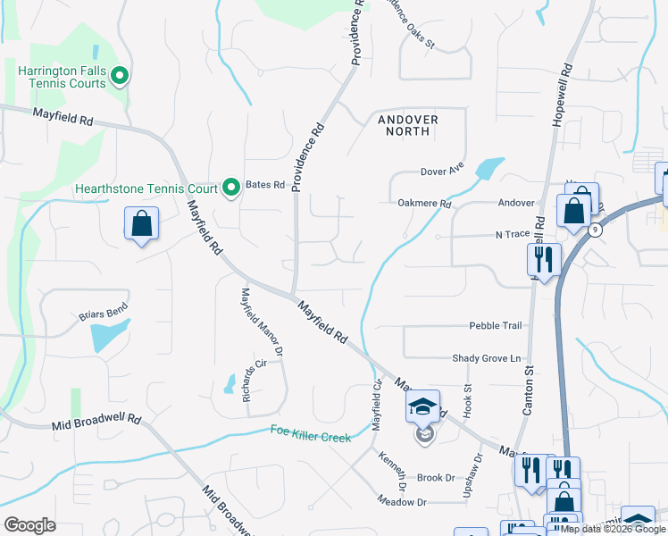 map of restaurants, bars, coffee shops, grocery stores, and more near 200 Fieldstone Court in Alpharetta