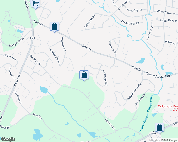 map of restaurants, bars, coffee shops, grocery stores, and more near 263 Sandstone Road in Columbia
