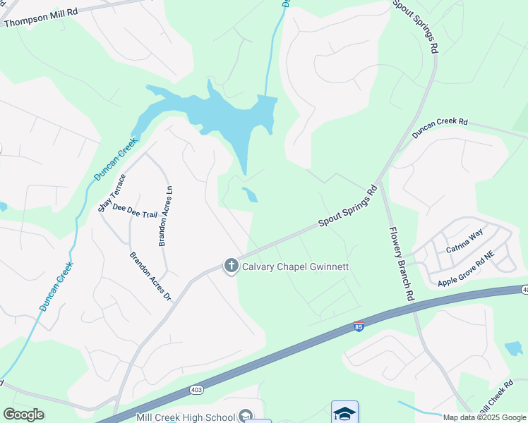 map of restaurants, bars, coffee shops, grocery stores, and more near 4810 Spout Springs Road in Buford