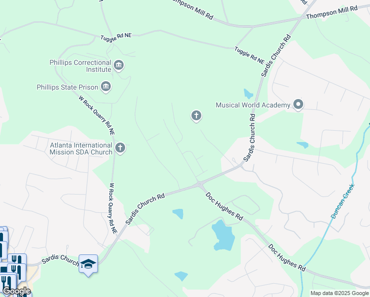 map of restaurants, bars, coffee shops, grocery stores, and more near 2725 Sedgeview Way Northeast in Buford