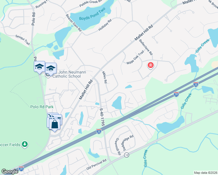 map of restaurants, bars, coffee shops, grocery stores, and more near 64 Miles Road in Columbia