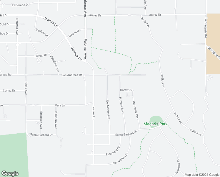 map of restaurants, bars, coffee shops, grocery stores, and more near 8977 Del Monte Avenue in Yucca Valley