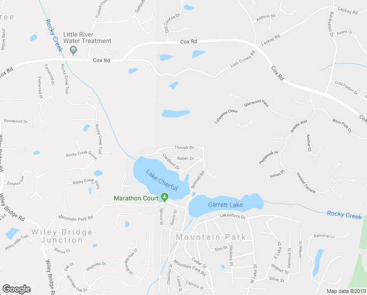 map of restaurants, bars, coffee shops, grocery stores, and more near 126 Thrush Drive in Roswell