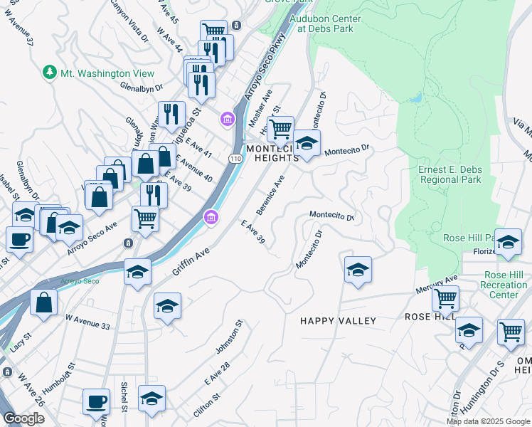 map of restaurants, bars, coffee shops, grocery stores, and more near 4000 Berenice Avenue in Los Angeles
