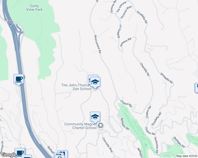 map of restaurants, bars, coffee shops, grocery stores, and more near 11499 Orum Road in Los Angeles