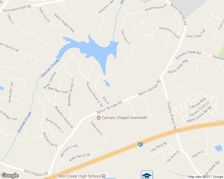 map of restaurants, bars, coffee shops, grocery stores, and more near 4810 Spout Springs Road in Buford