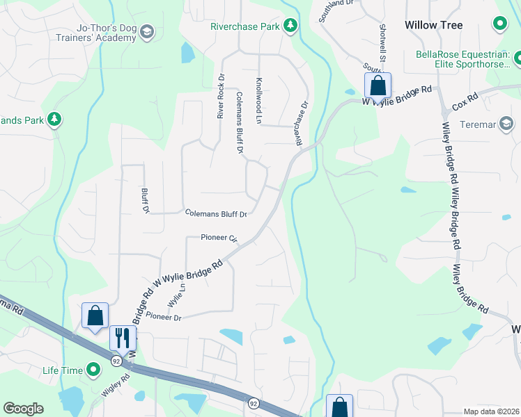 map of restaurants, bars, coffee shops, grocery stores, and more near 194 Colemans Bluff Drive in Woodstock