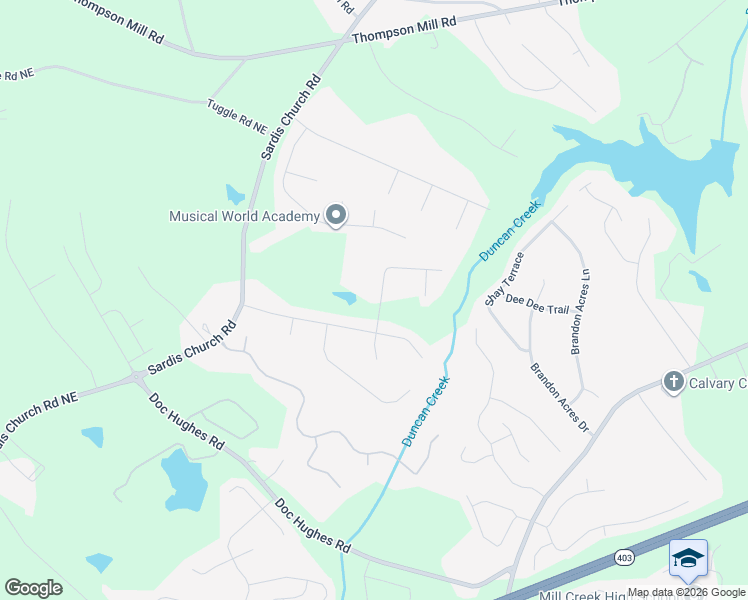 map of restaurants, bars, coffee shops, grocery stores, and more near 2858 Sardis Mill Trail in Buford