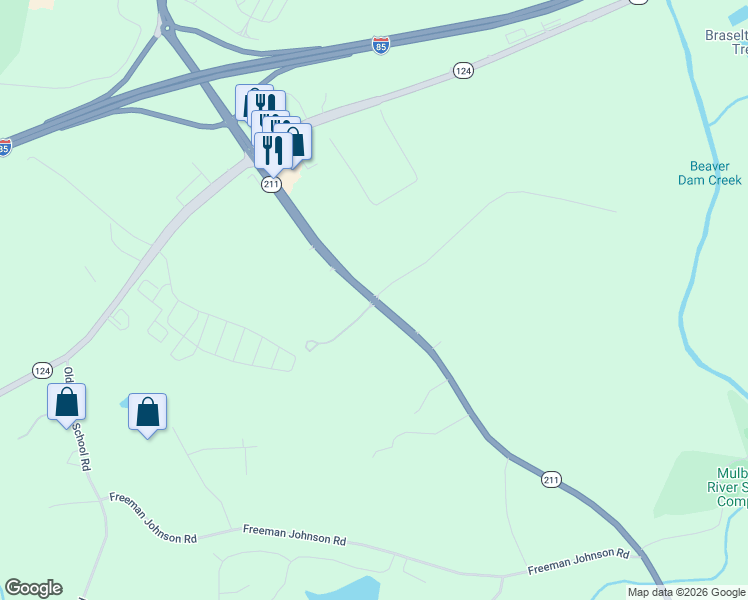 map of restaurants, bars, coffee shops, grocery stores, and more near in Braselton