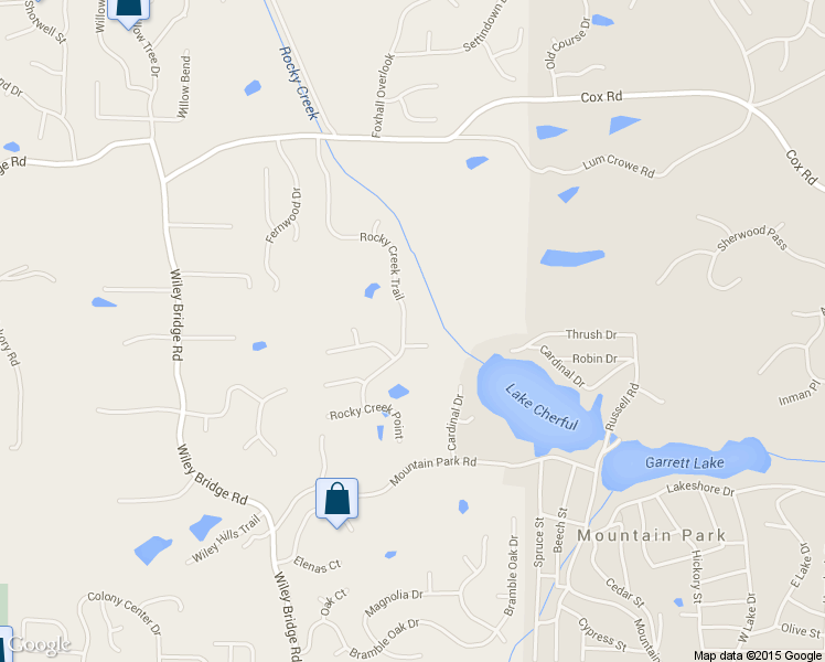 map of restaurants, bars, coffee shops, grocery stores, and more near 169 Rocky Creek Trail in Woodstock