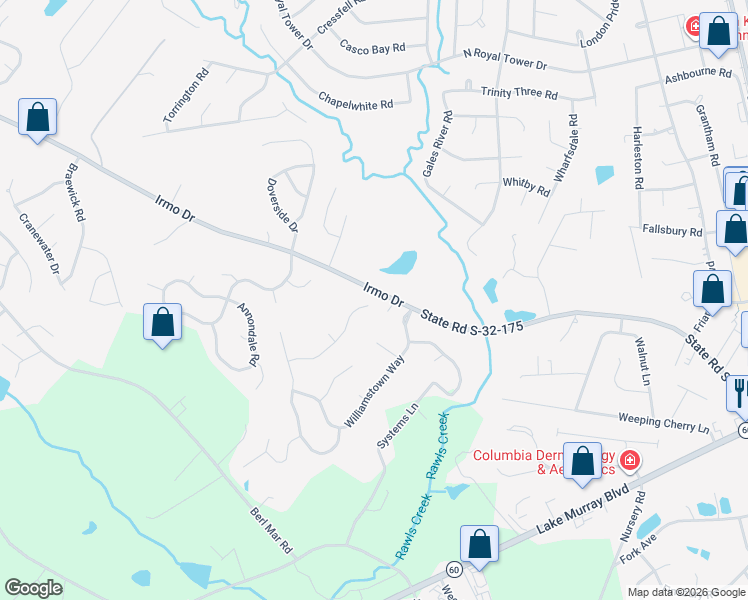 map of restaurants, bars, coffee shops, grocery stores, and more near 337 Amstar Road in Columbia
