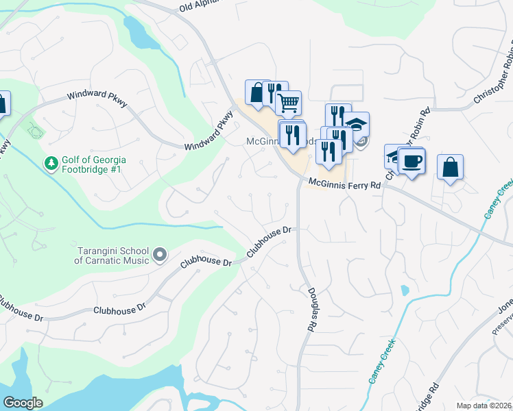 map of restaurants, bars, coffee shops, grocery stores, and more near 2255 Hamptons Crossing in Alpharetta
