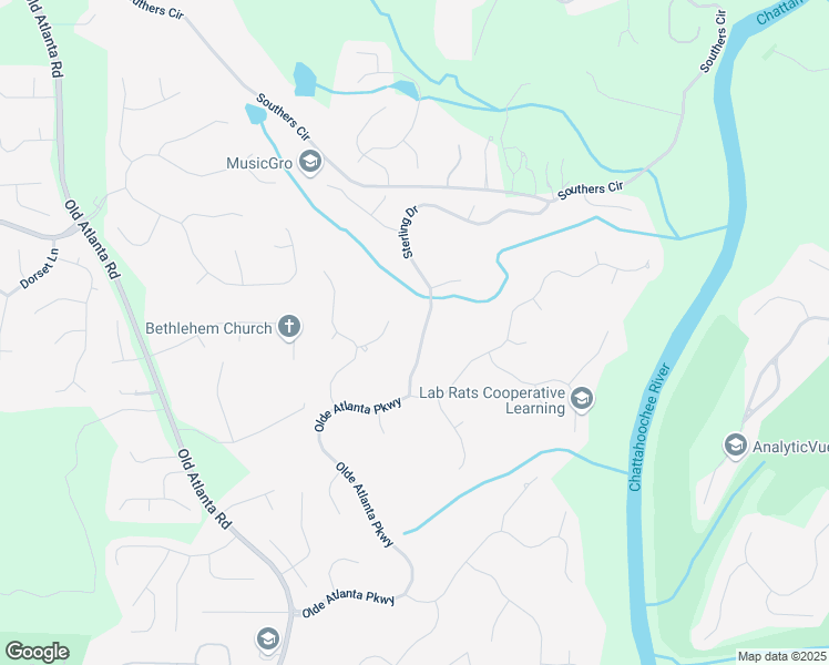 map of restaurants, bars, coffee shops, grocery stores, and more near 6285 Sterling Drive in Suwanee