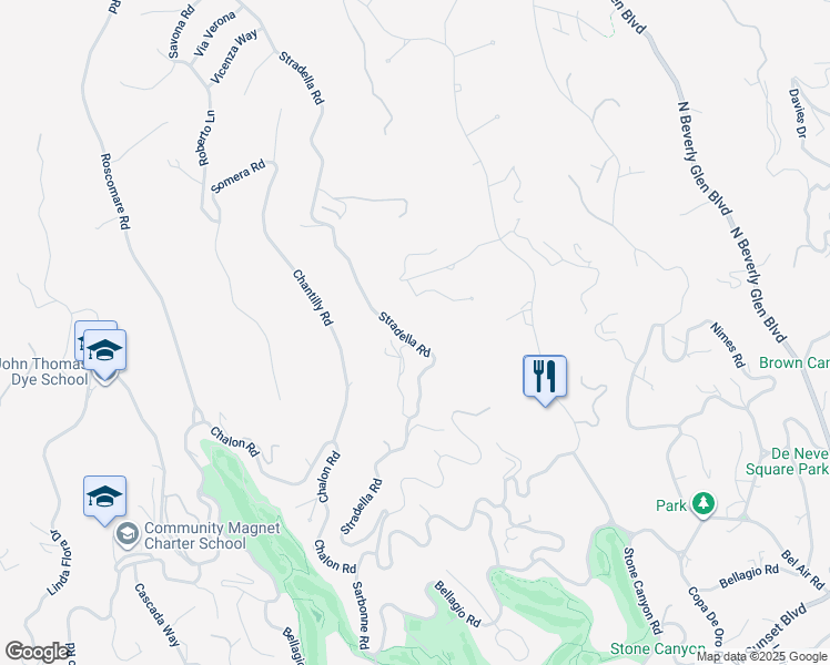 map of restaurants, bars, coffee shops, grocery stores, and more near 960 Stradella Road in Los Angeles