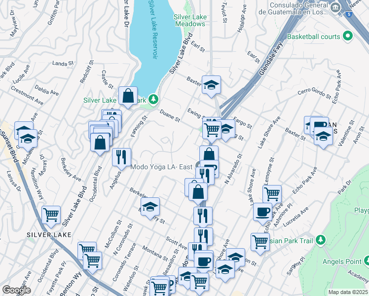 map of restaurants, bars, coffee shops, grocery stores, and more near 1846 McCollum Street in Los Angeles
