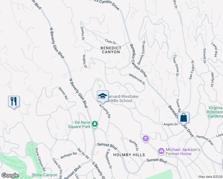map of restaurants, bars, coffee shops, grocery stores, and more near 1163 Angelo Drive in Beverly Hills