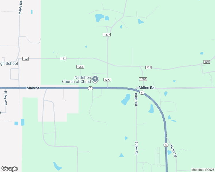 map of restaurants, bars, coffee shops, grocery stores, and more near 30090-30098 Mississippi 6 in Nettleton