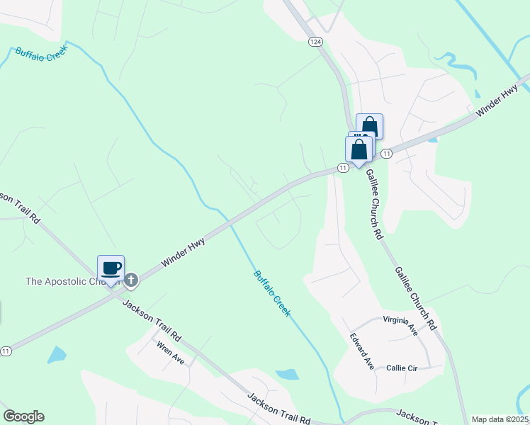 map of restaurants, bars, coffee shops, grocery stores, and more near 3453-3569 Winder Highway in Jefferson