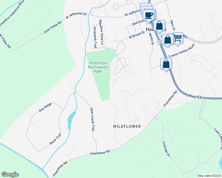map of restaurants, bars, coffee shops, grocery stores, and more near 356 Chestnut Chase in Hoschton