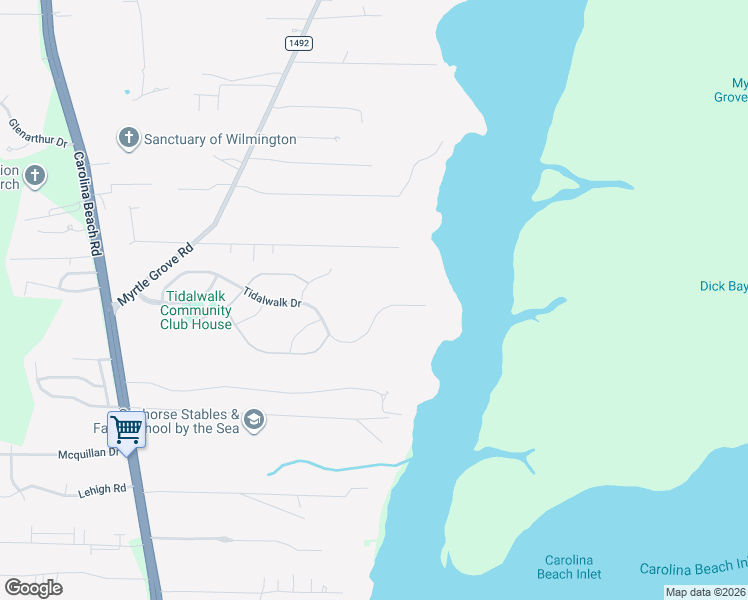 map of restaurants, bars, coffee shops, grocery stores, and more near 1350 Tidalwalk Drive in Wilmington