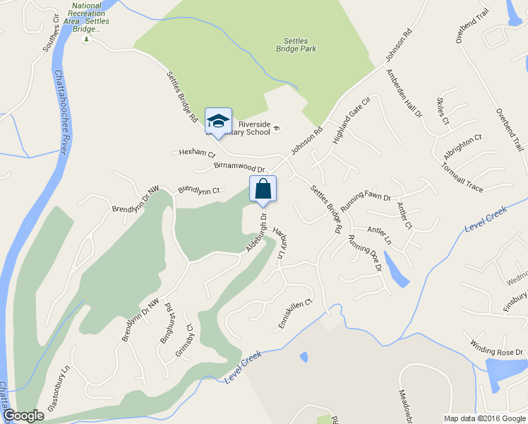 map of restaurants, bars, coffee shops, grocery stores, and more near Aldeburgh Drive in Suwanee