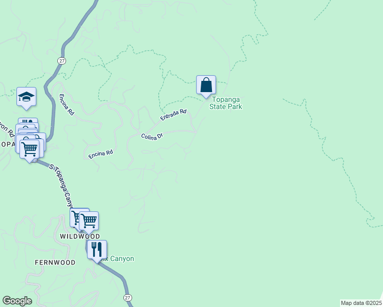 map of restaurants, bars, coffee shops, grocery stores, and more near 20948 Waveview Drive in Los Angeles County