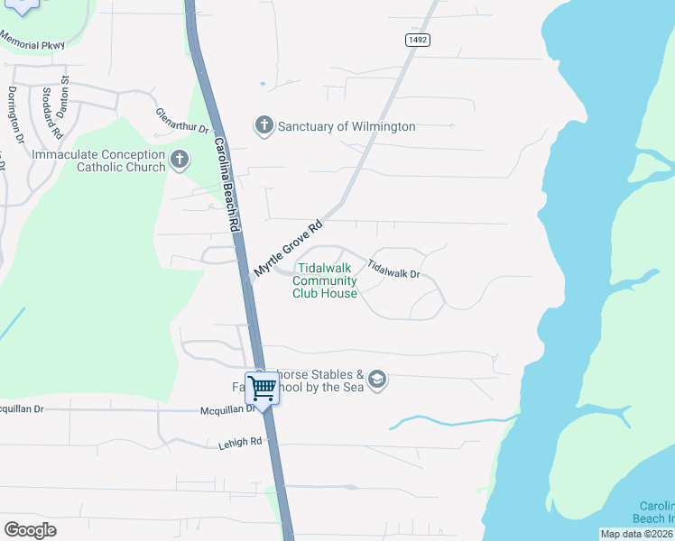 map of restaurants, bars, coffee shops, grocery stores, and more near 8013 Bonfire Drive in Wilmington