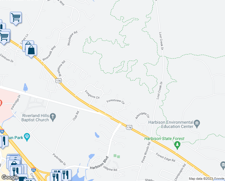 map of restaurants, bars, coffee shops, grocery stores, and more near 30 Periwinkle Court in Irmo